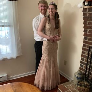 beaded nude prom dress